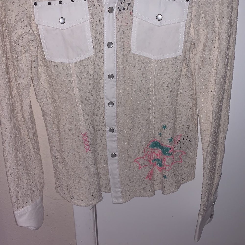 Sinful Iolet Long Sleeve*Button Down*Graphic Top*… - image 7